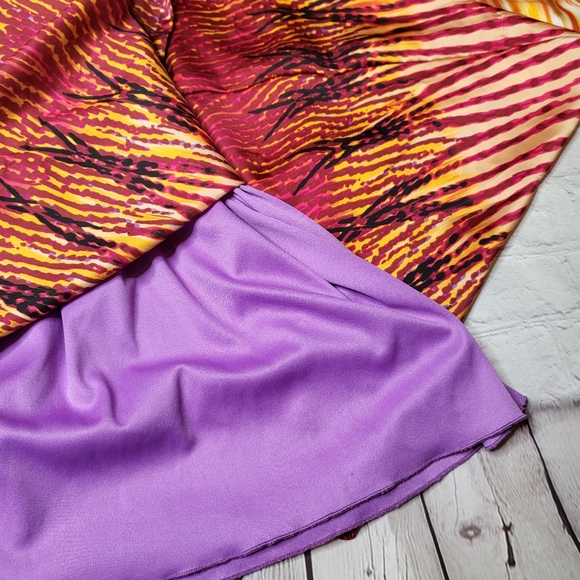 Bisou Bisou One-Shoulder Maxi Dress - Rainbow Feather Print - Size 4 - Picture 4 of 13